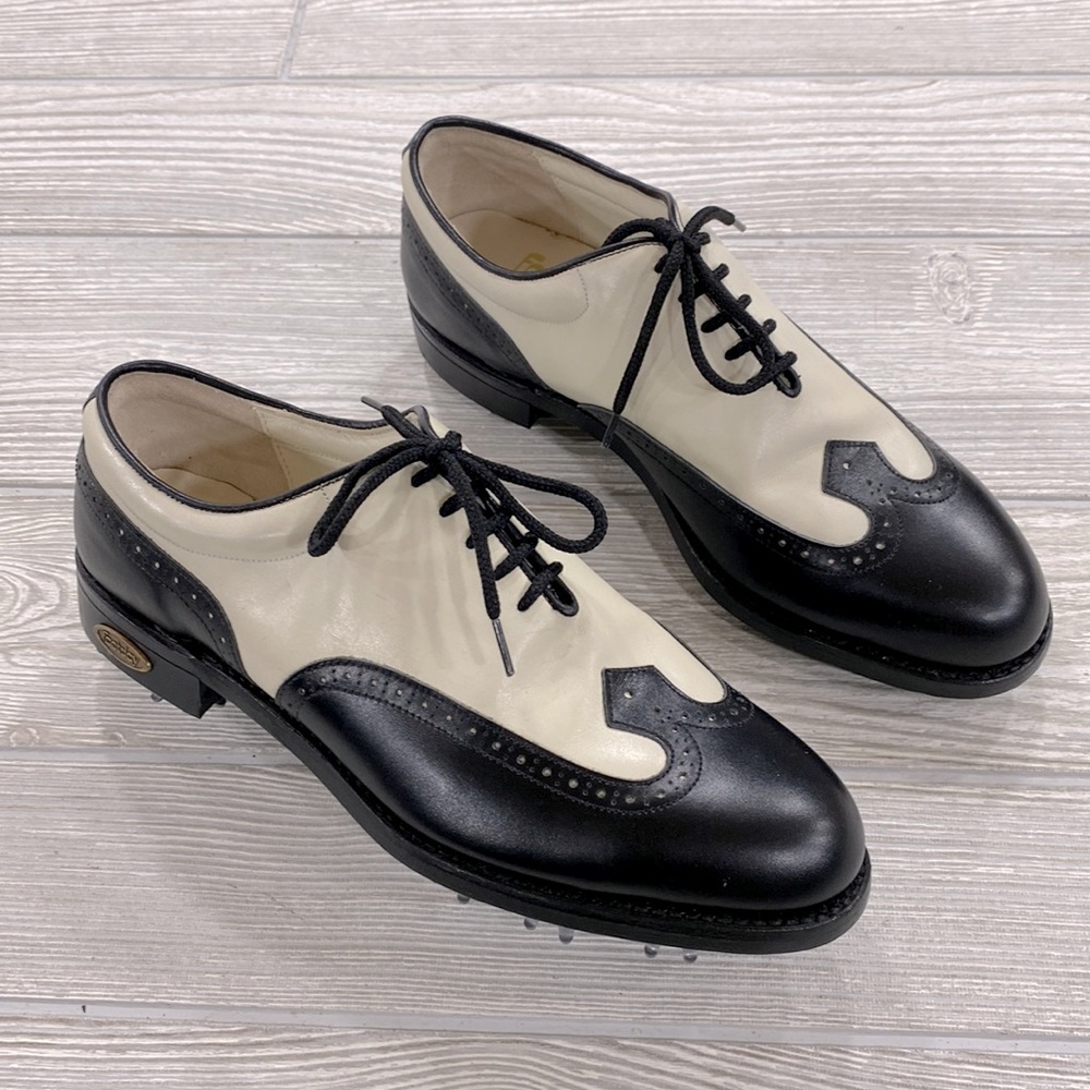FootJoy Classics Black & Cream Brogue Golf Shoes - sz 6.5